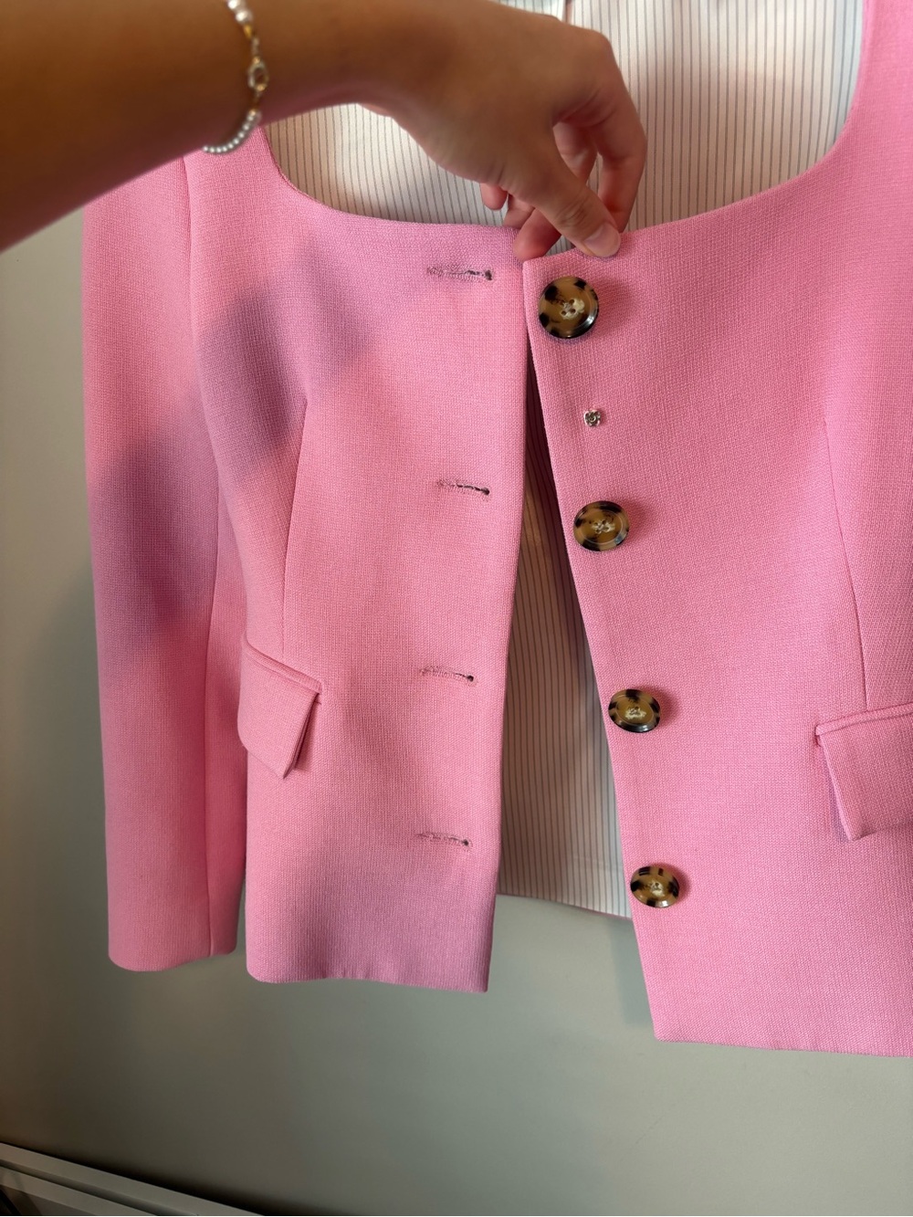 Veronica Beard Ria Woven Pink Blazer Jacket Size 0 - Picture 12 of 13